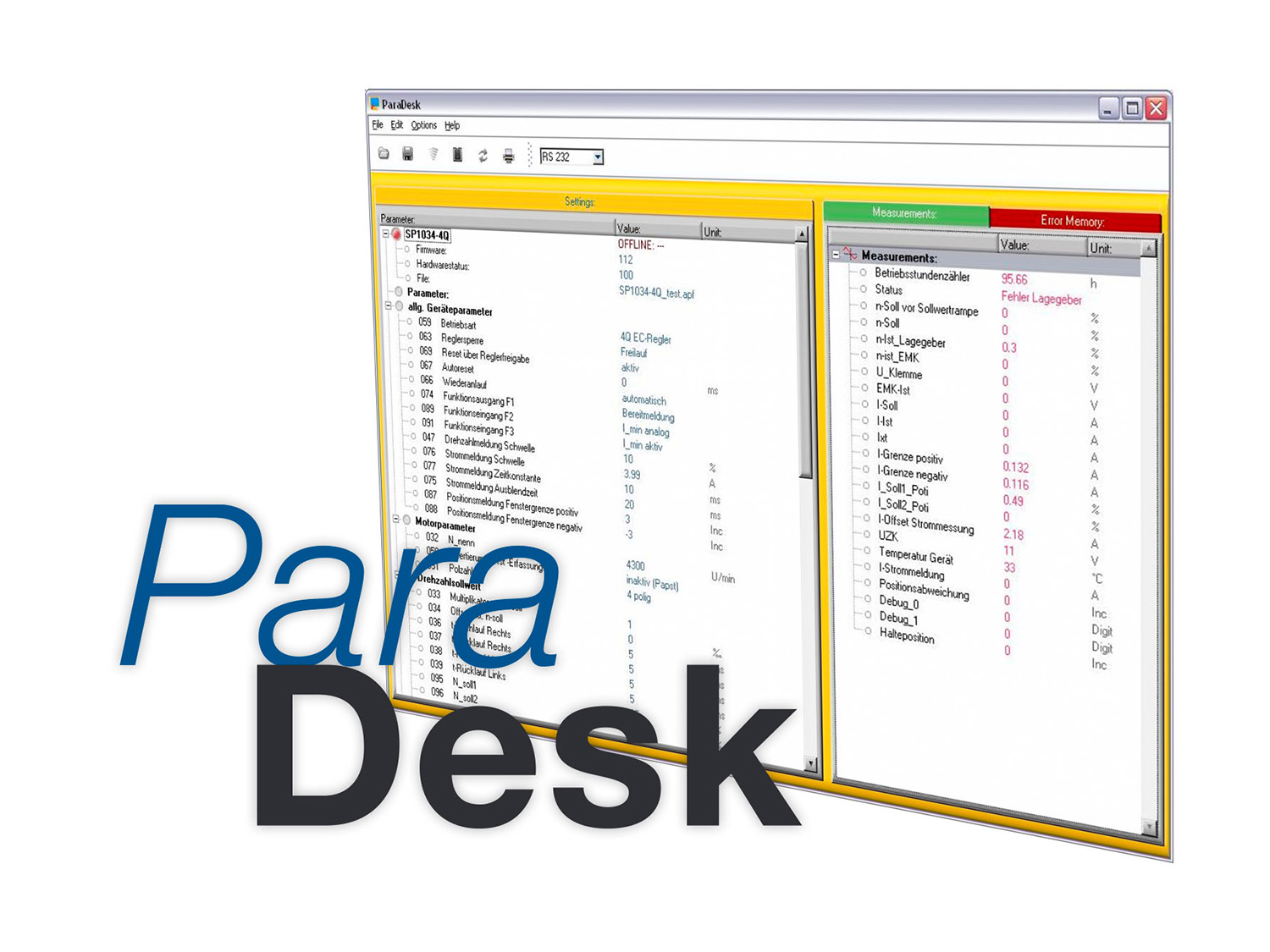 ParaDESK - Software zur Parametrierung und Überwachung von Mikrocontroller gesteuerten Geräten ParaDesk